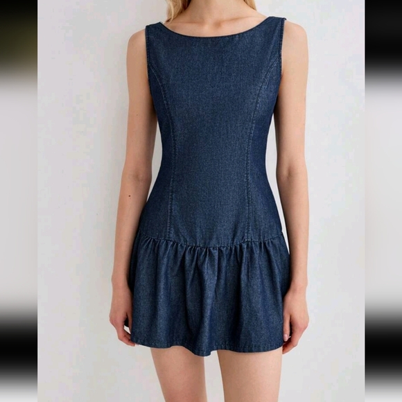 Dresses & Skirts - Women Simple Solid Color Sleeveless Denim Dress, Casual Everyday Wear